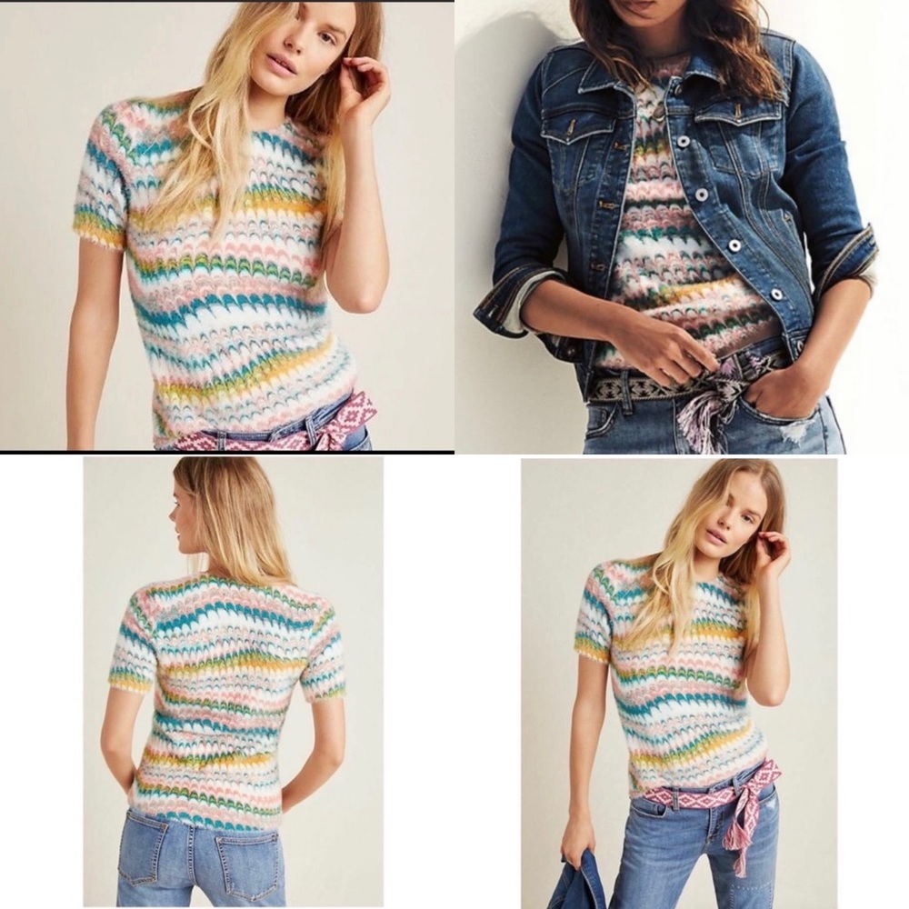 Anthropologie marbled sweater tee NWT